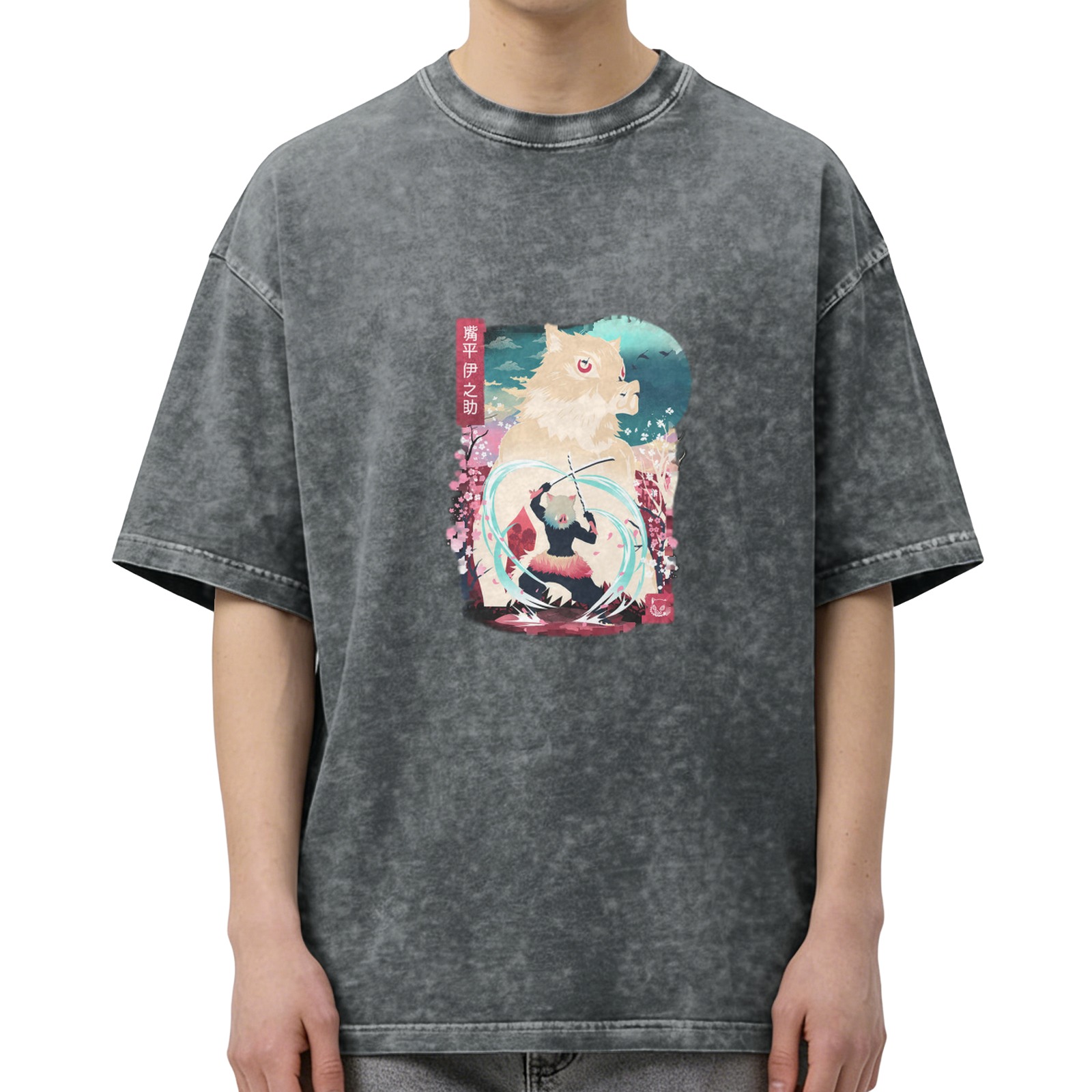Demon Slayer Inosuke Hashibira Graphic Stone Wash T-Shirt