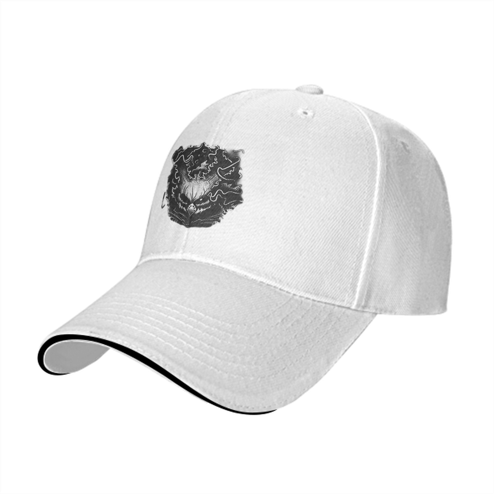 Black Baseball Cap With Dark Evil Owl Graphic Print