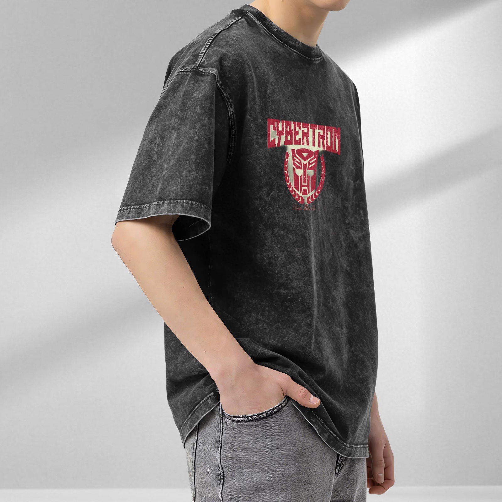 Cybertron Autobot Logo Vintage Wash Black T-Shirt