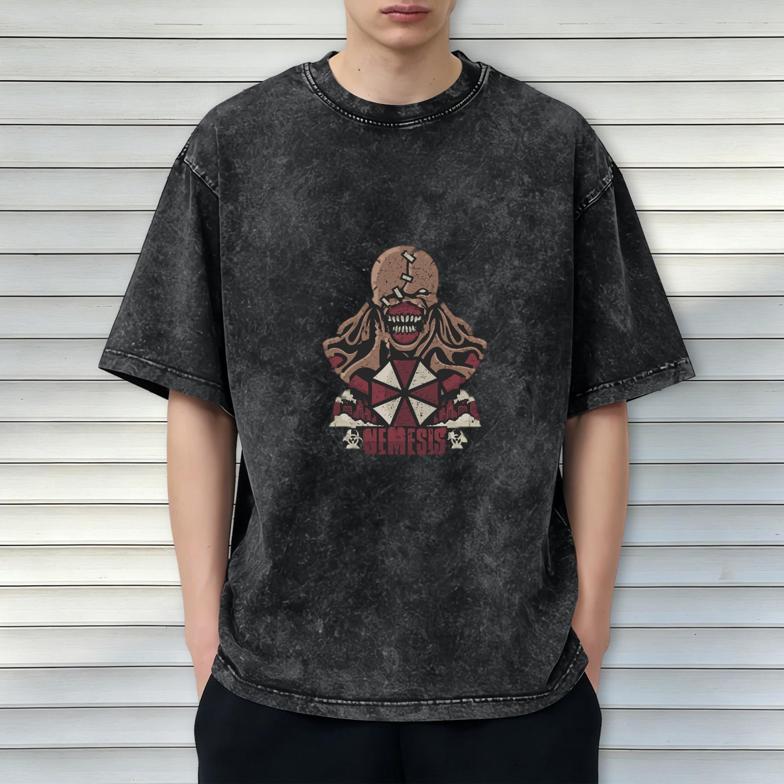 Resident Evil Nemesis Graphic Acid Wash T-Shirt