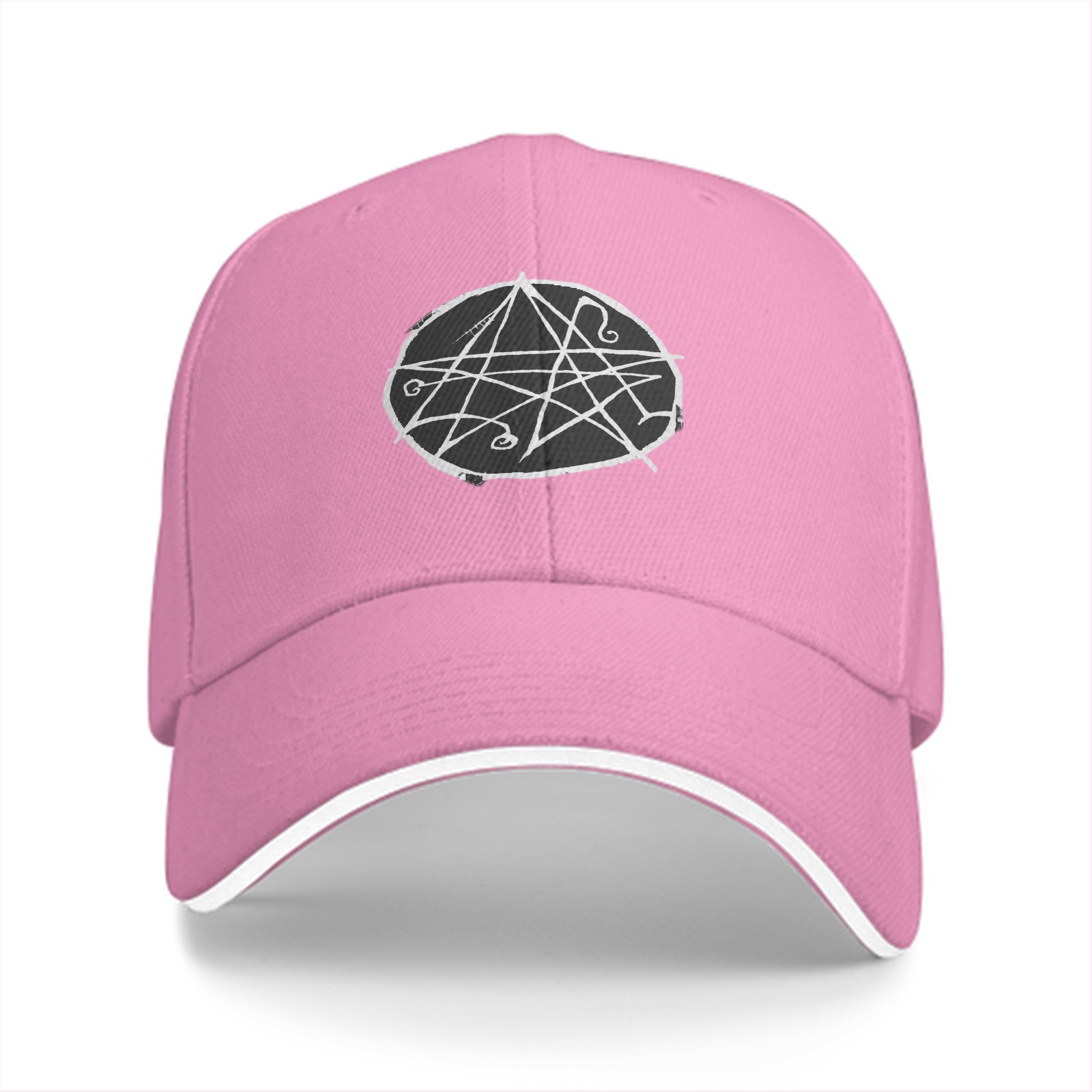 Black Baseball Cap With Occult Sigil Graphic Design