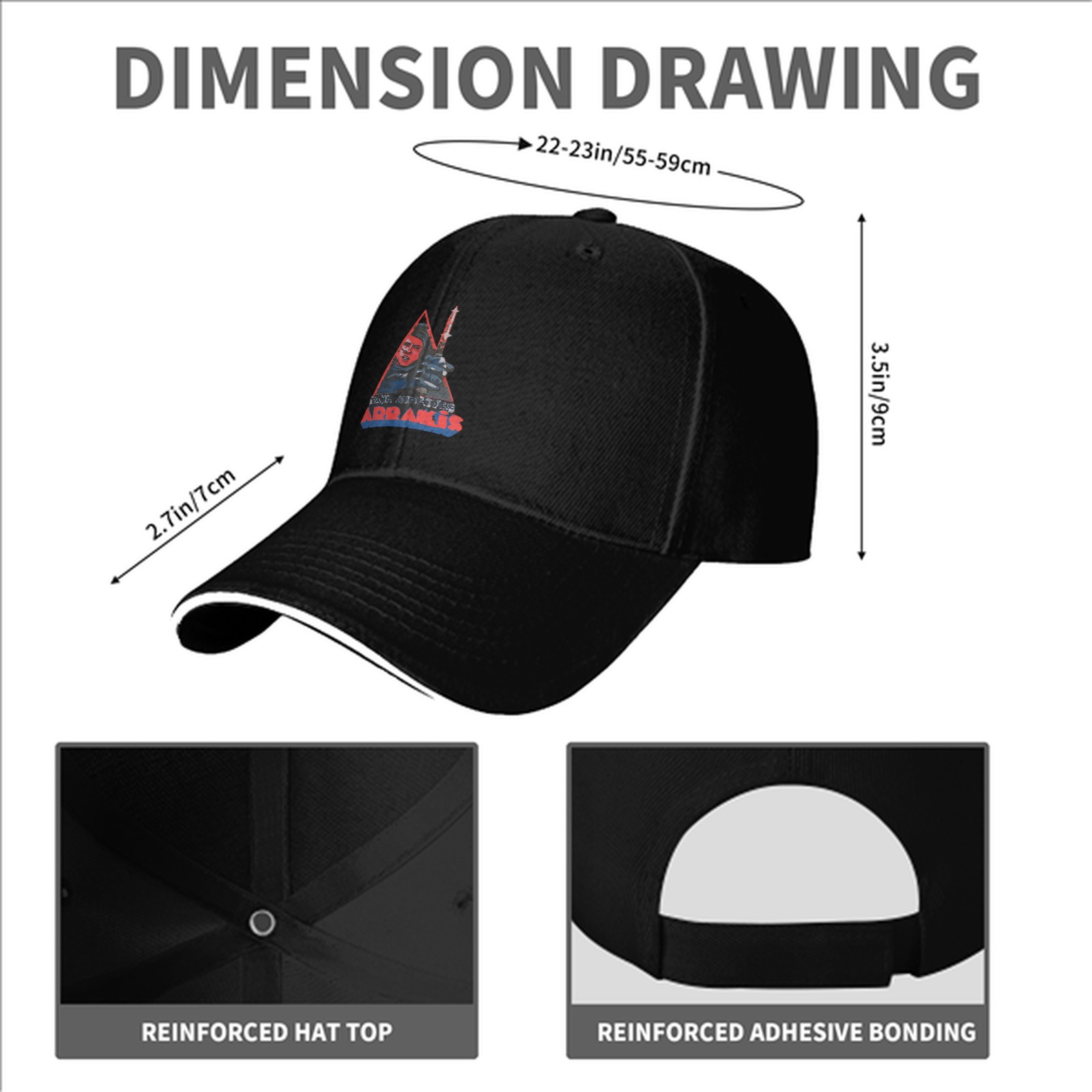 Black Baseball Cap With Arrakis Sci-Fi Graphic Print