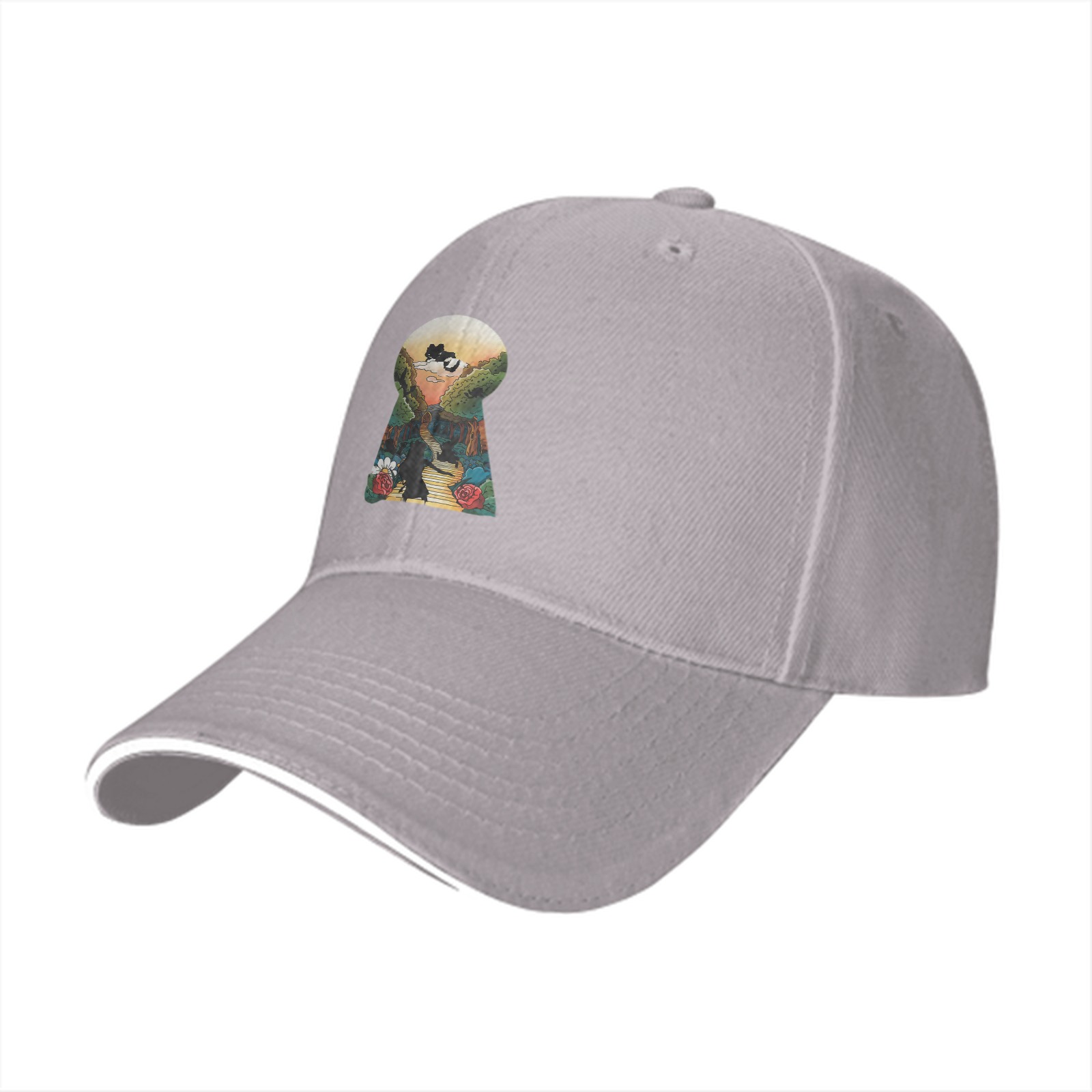 Black Baseball Cap with Keyhole Landscape Art Print