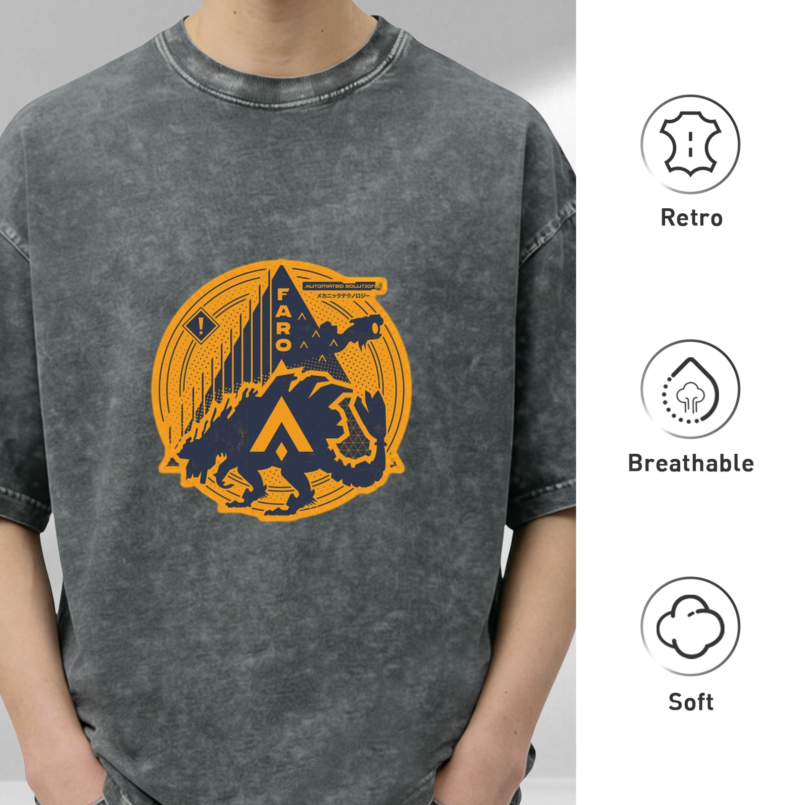 FARO themed acid wash graphic t-shirt