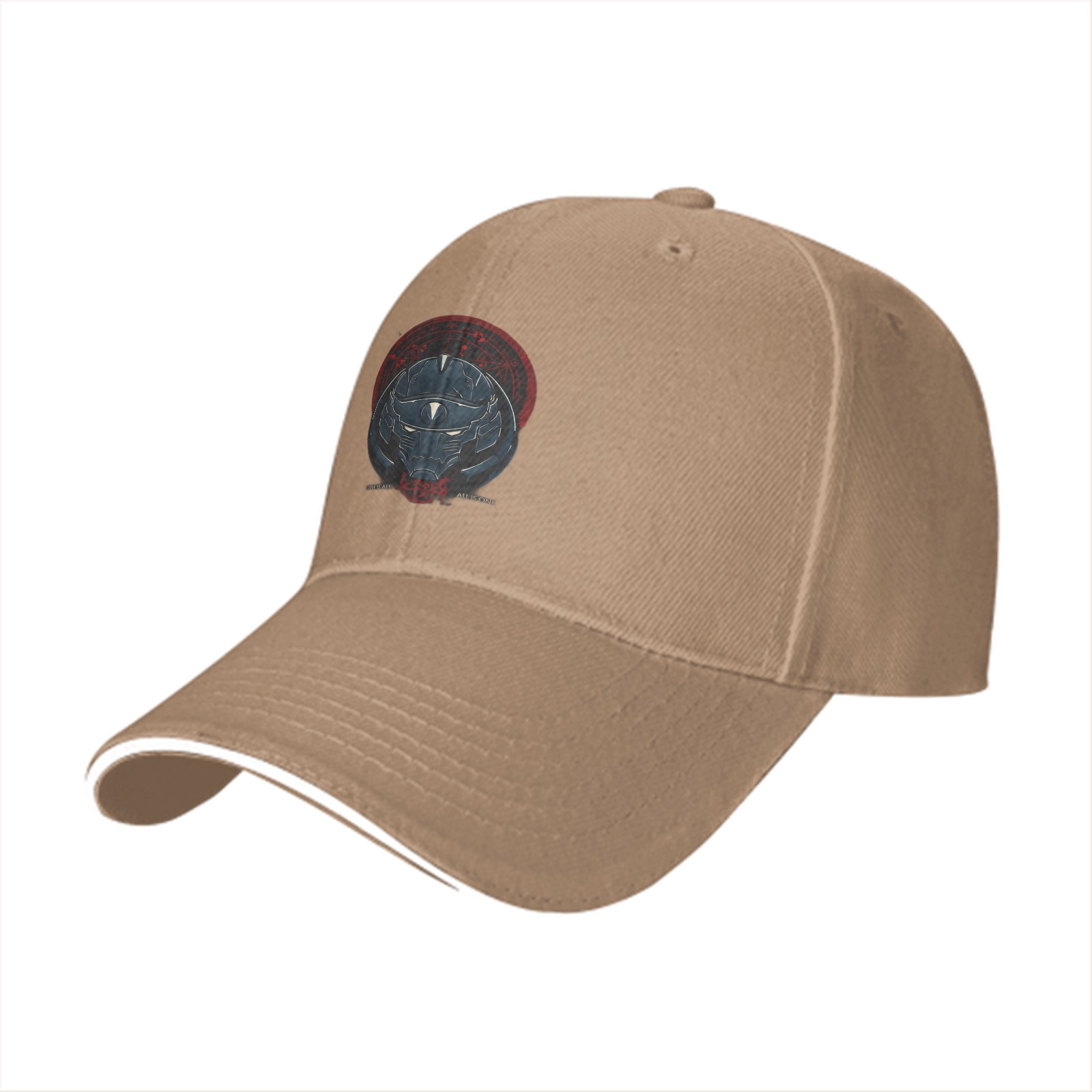Black Baseball Cap with Sci-Fi Robot Helmet Graphic