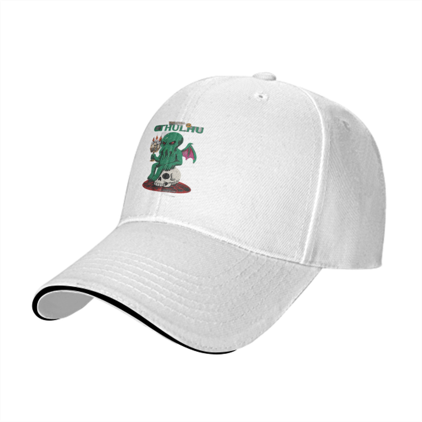Black Baseball Cap With Cthulhu Graphic Print