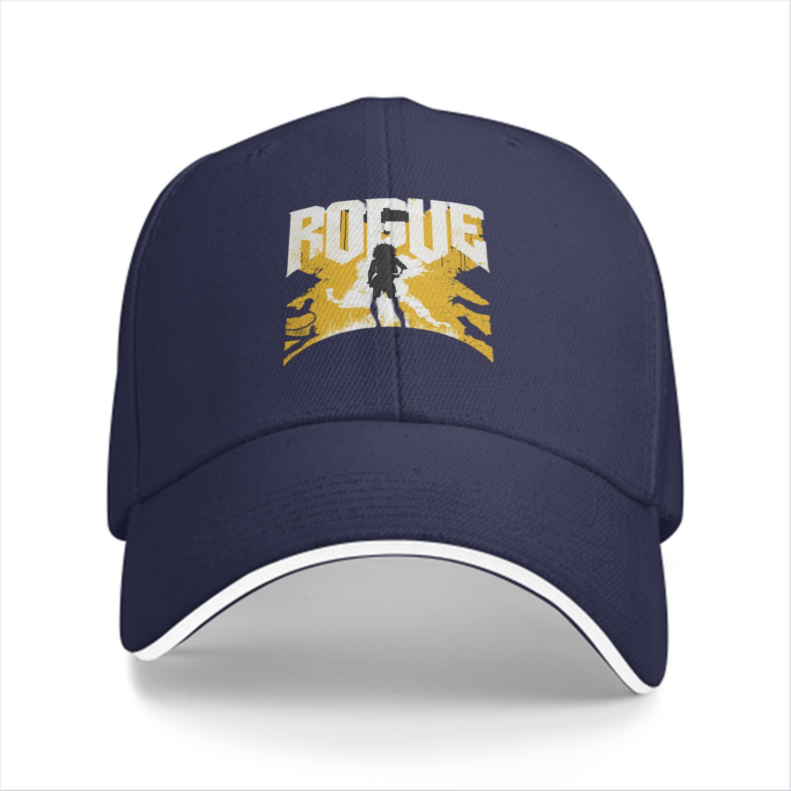 Black baseball cap with ROGUE text and silhouette graphic