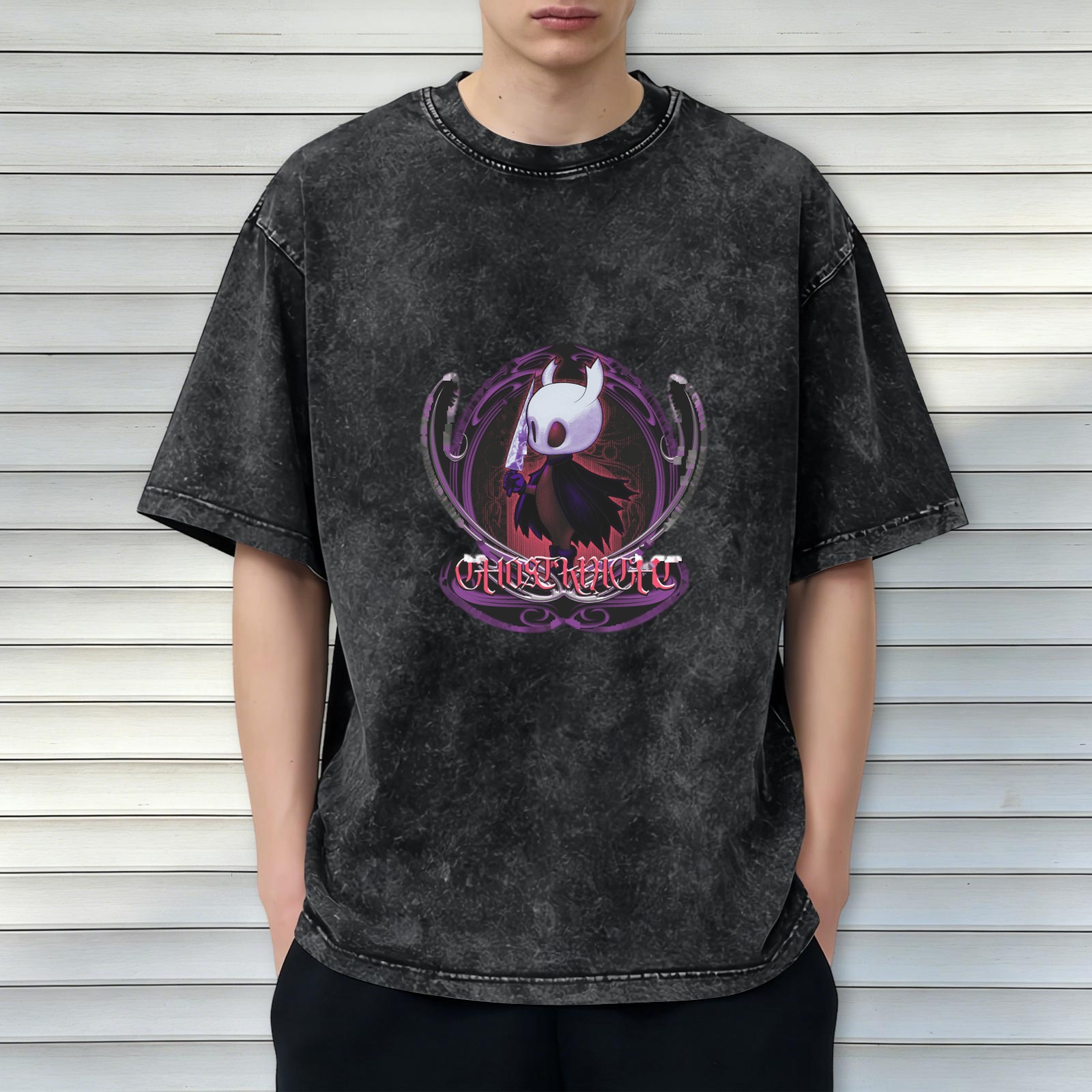Hollow Knight Ghost Knight Graphic Dark Wash T-Shirt