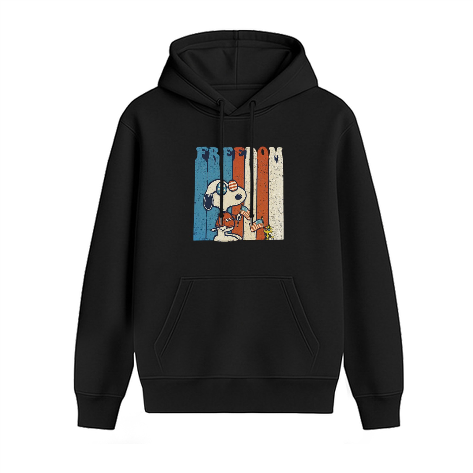 Snoopy Freedom Graphic Black Hoodie