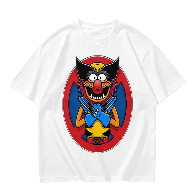 Olive T-Shirt With Muppet Wolverine Mashup Graphic