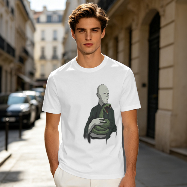 Olive T-shirt with Voldemort and Nagini Graphic Print