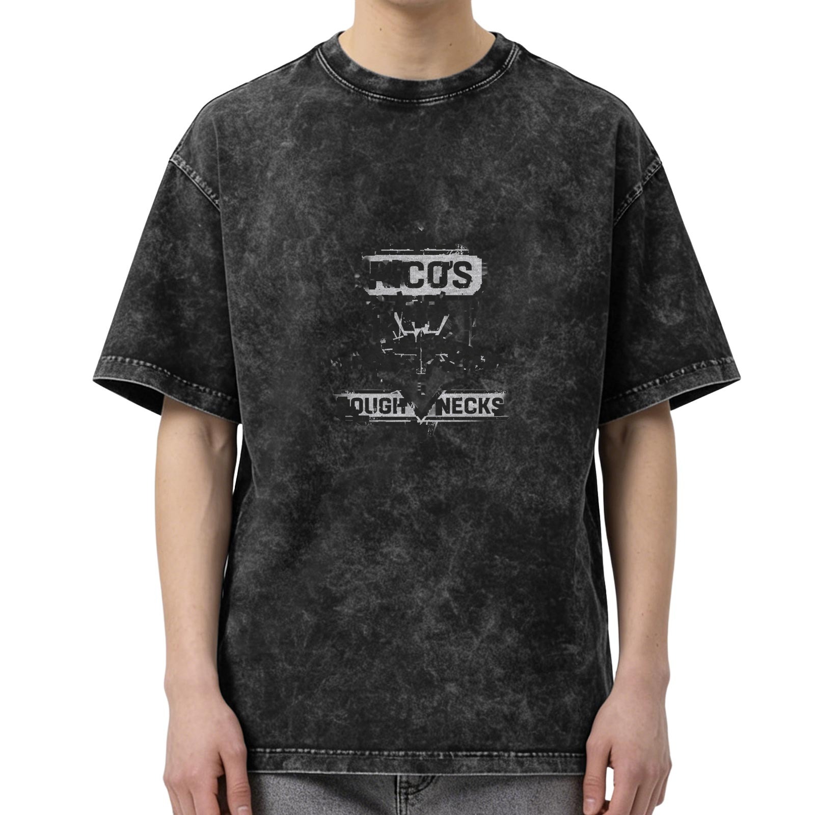 WCOS Rough Necks Acid Wash Black Short Sleeve T-Shirt