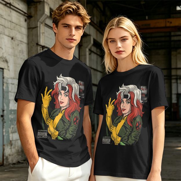Olive T-shirt with Rogue X-Men Graphic Print