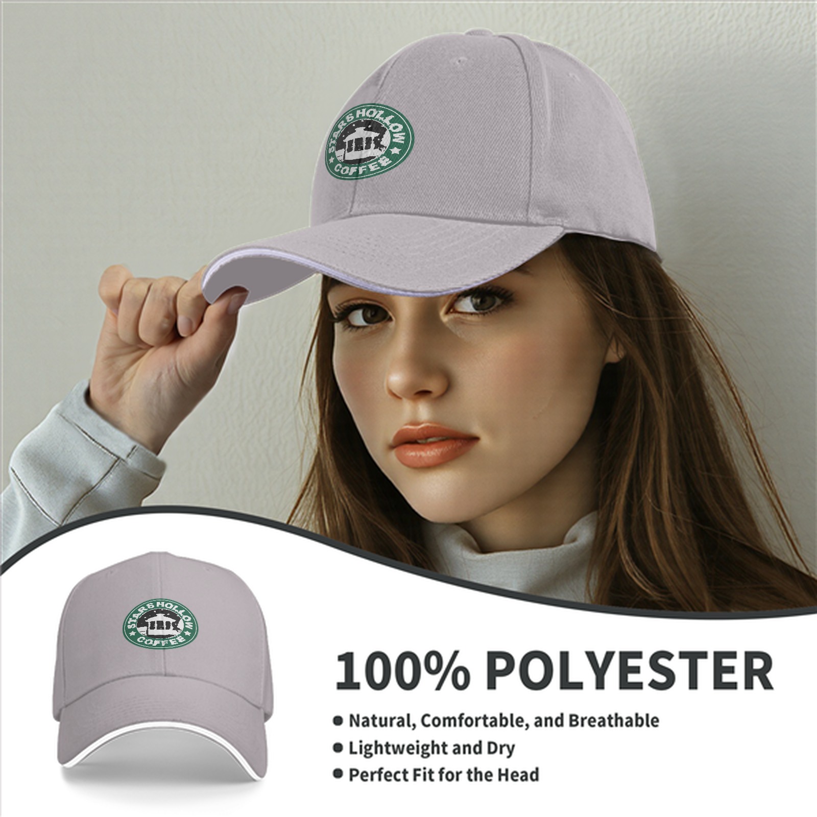 Black Baseball Cap With Stars Hollow Coffee Logo