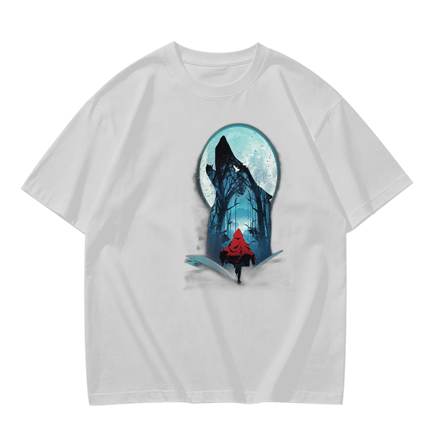 Olive T-Shirt With Red Riding Hood Wolf Moon Graphic