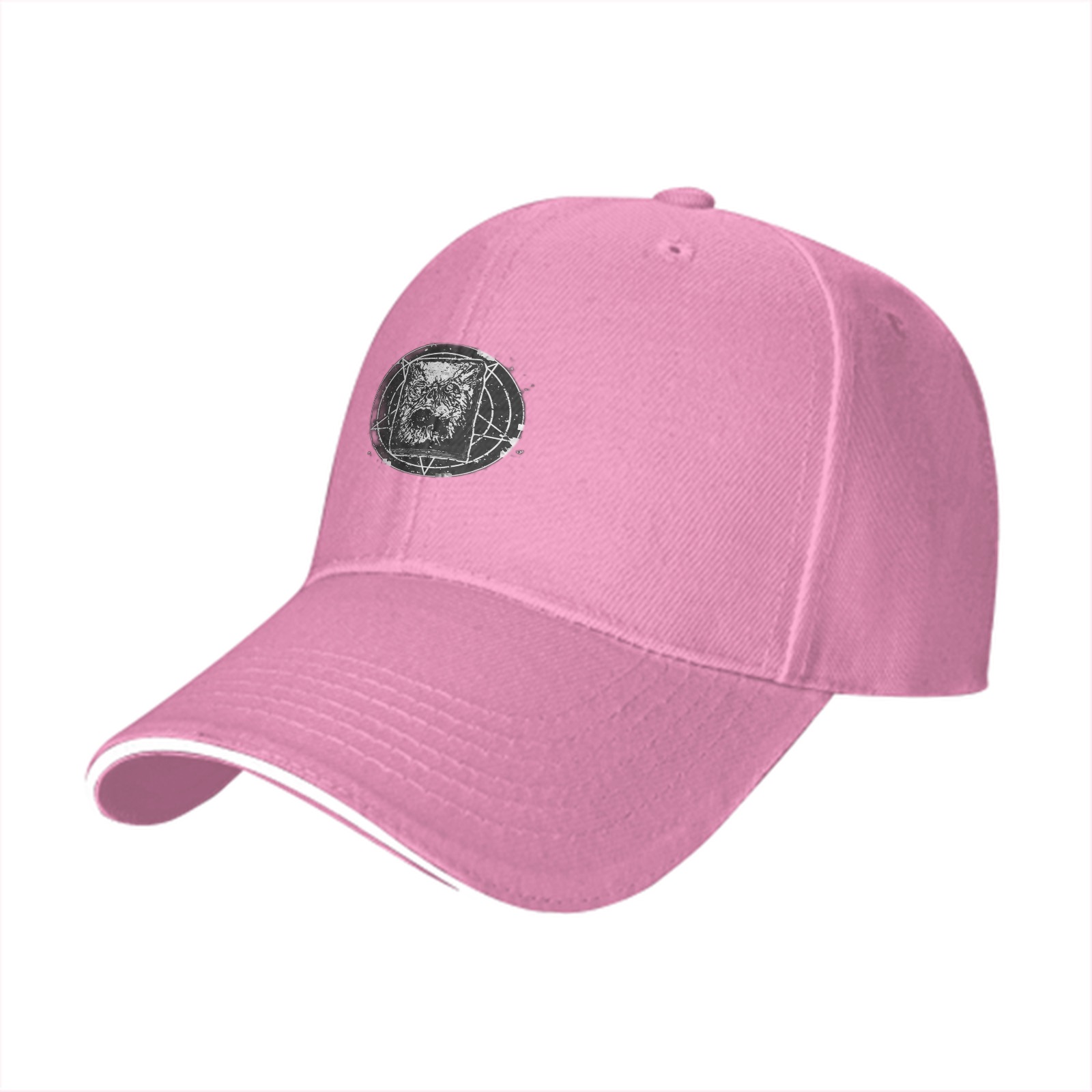 Black baseball cap with occult geometric wolf head graphic