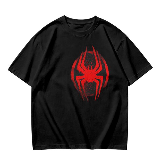 Olive T-Shirt with Red Spider Logo Graphic