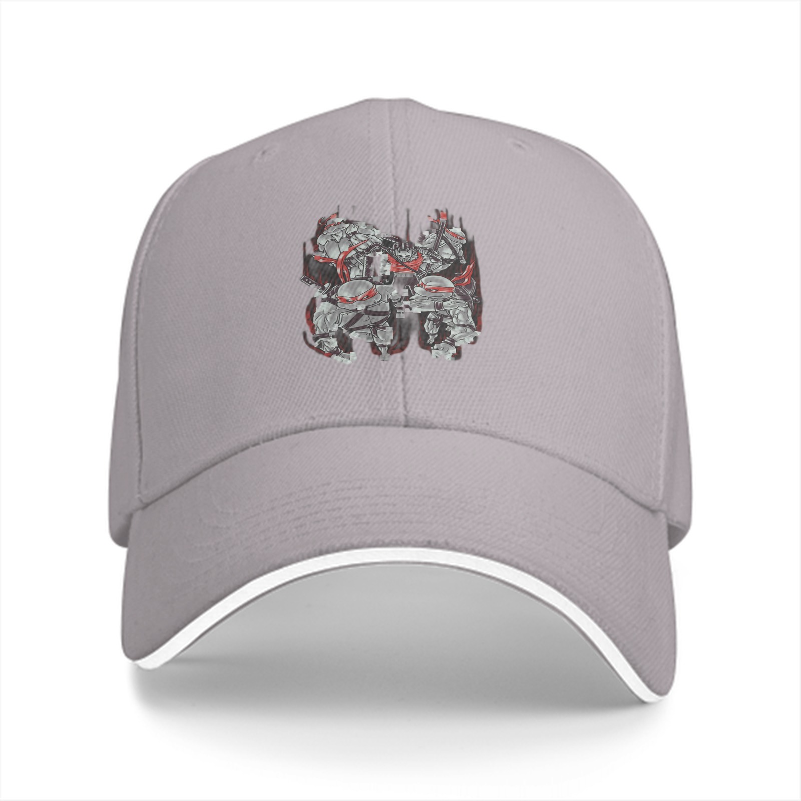 Black Baseball Cap with Ninja Turtles Graphic Print