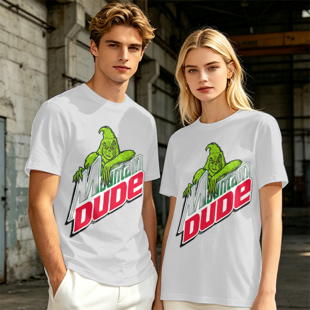 Olive T-Shirt with Grinch Mountain Dude Graphic Print