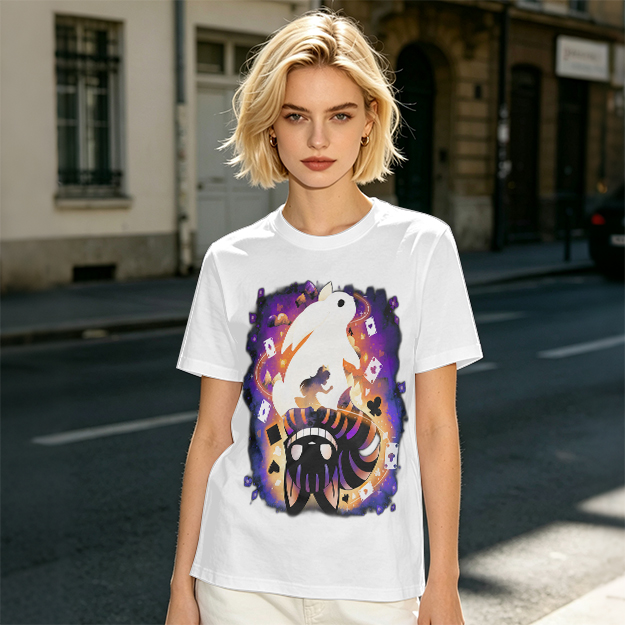 Olive T-Shirt With Magical Rabbit And Playing Card Print