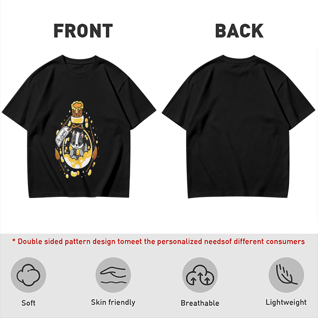 Olive T-Shirt With Cute Badger In Potion Bottle Graphic