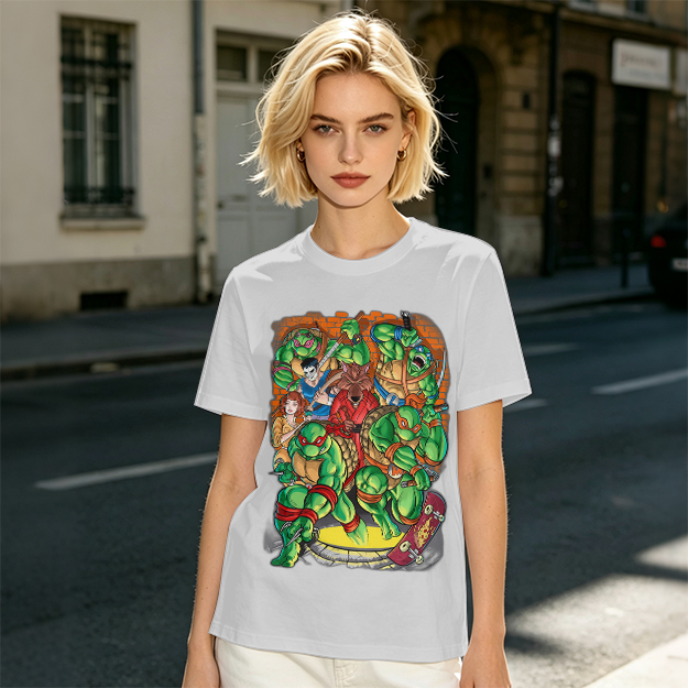 Olive Green Teenage Mutant Ninja Turtles Group Graphic T-Shirt