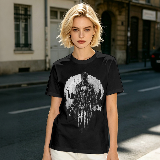 Olive T-Shirt With Punisher Skull Warrior Graphic Print