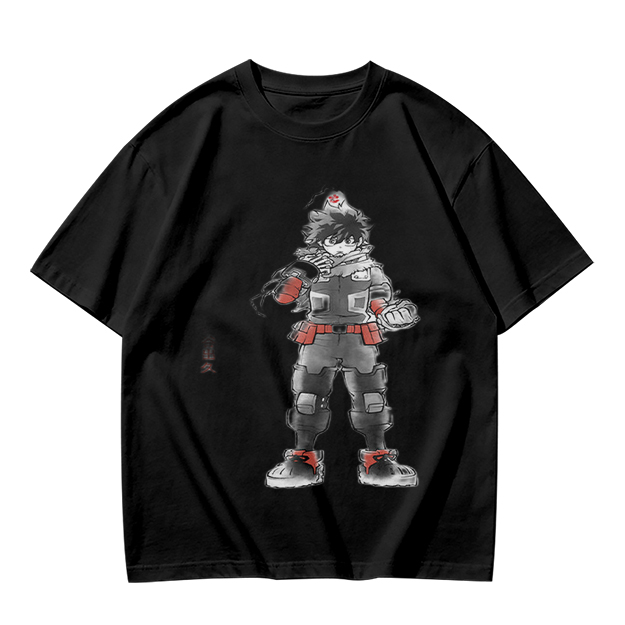 Olive T-Shirt With Anime Hero Character Print