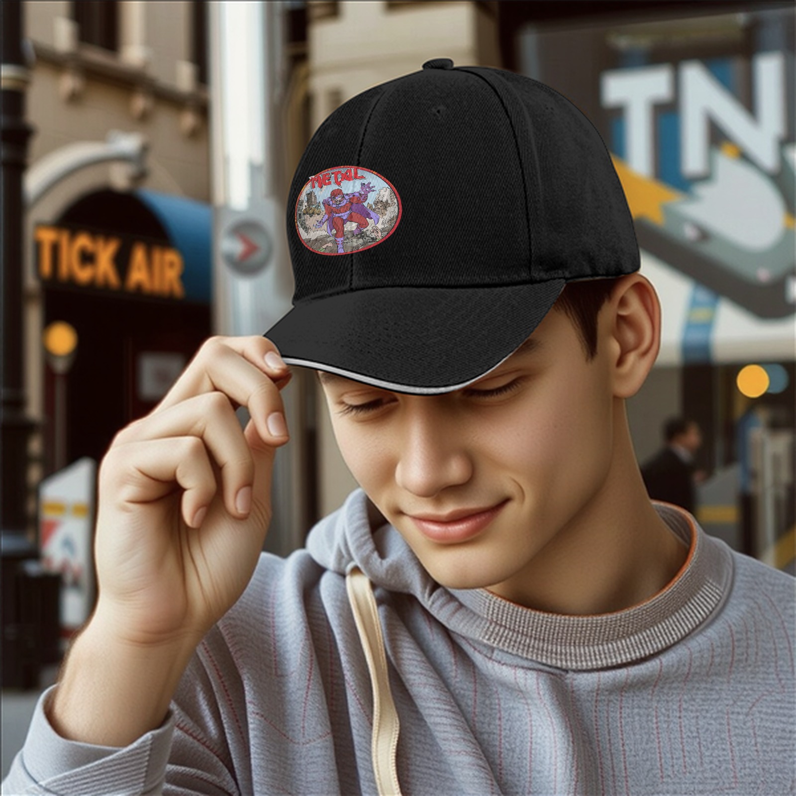 Black Baseball Cap With Magneto Metal Comic Art Print