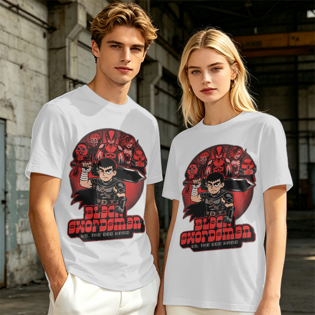 Black Swordsman vs God Hand Anime Graphic T-Shirt