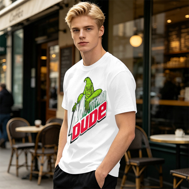 Olive T-Shirt with Grinch Mountain Dude Graphic Print