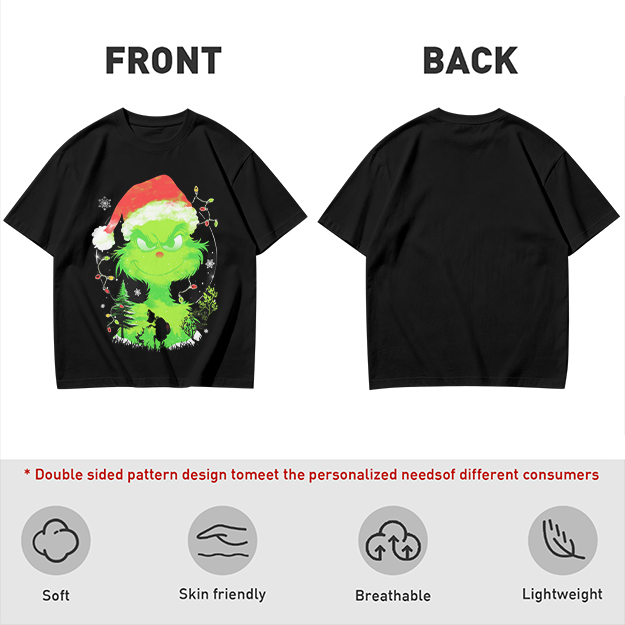 Olive Green Grinch Christmas Graphic T-Shirt