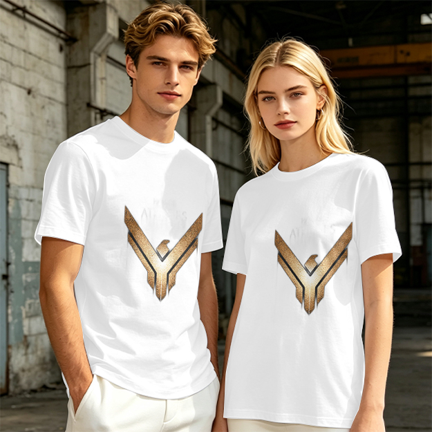 Olive Green T-Shirt With Gold Winged Emblem Graphic