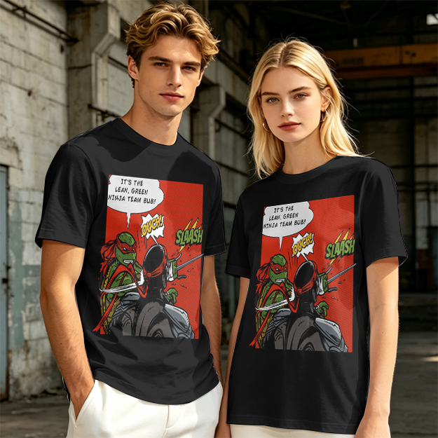 Olive T-Shirt with Ninja Turtles Comic Print