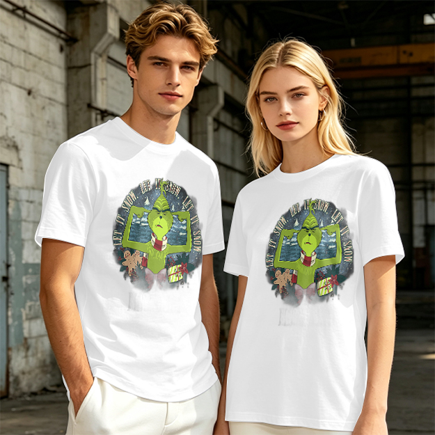 Olive Grinch Christmas Let It Snow Graphic T-Shirt