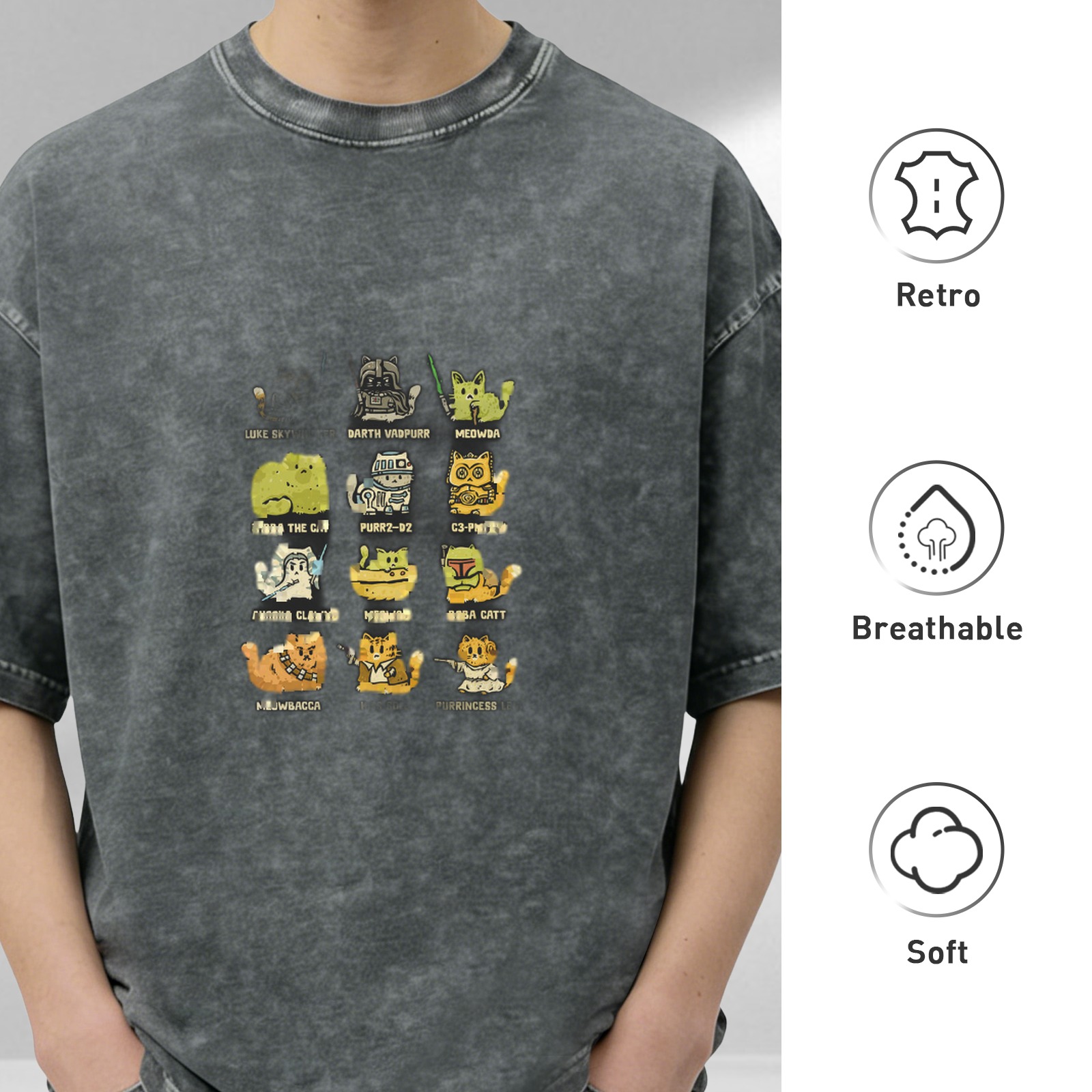 Star Wars Cat Parody Vintage Wash T-Shirt