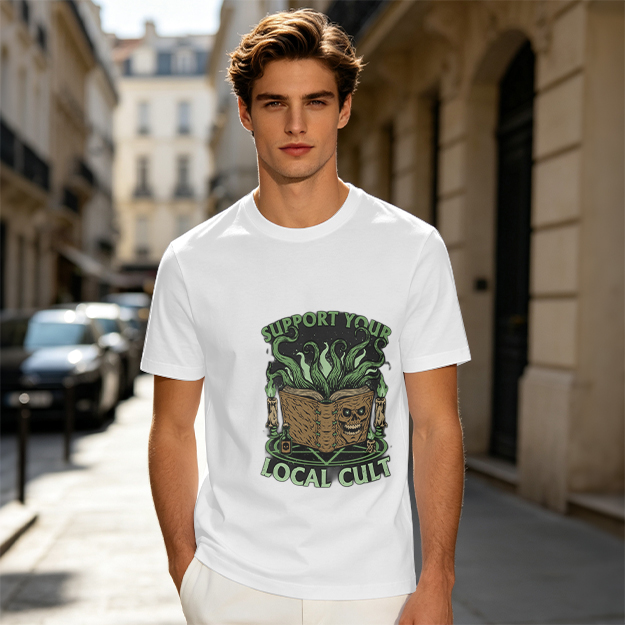 Support Your Local Cult Occult Book Graphic T-Shirt