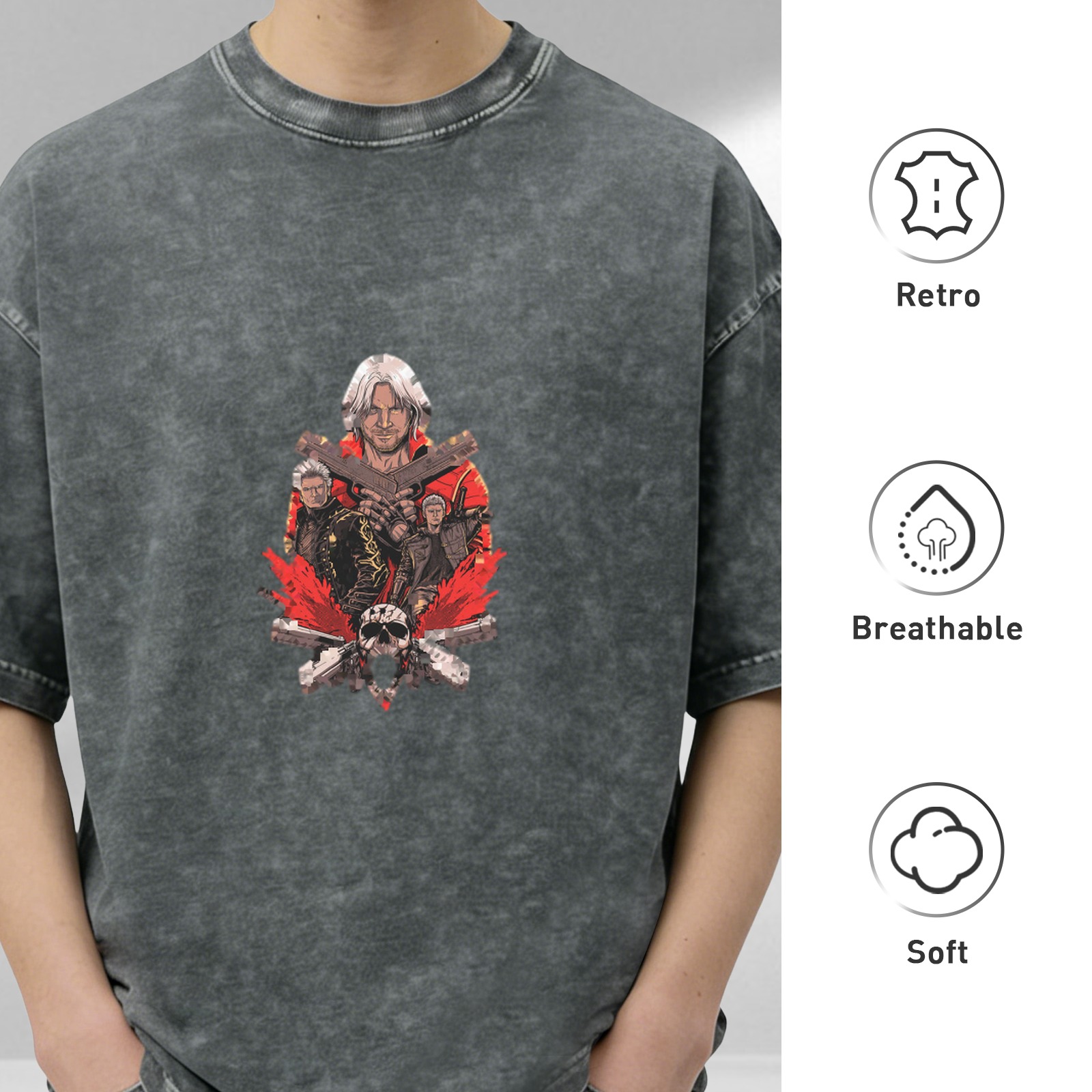 Devil May Cry Character Graphic Dark Wash T-Shirt