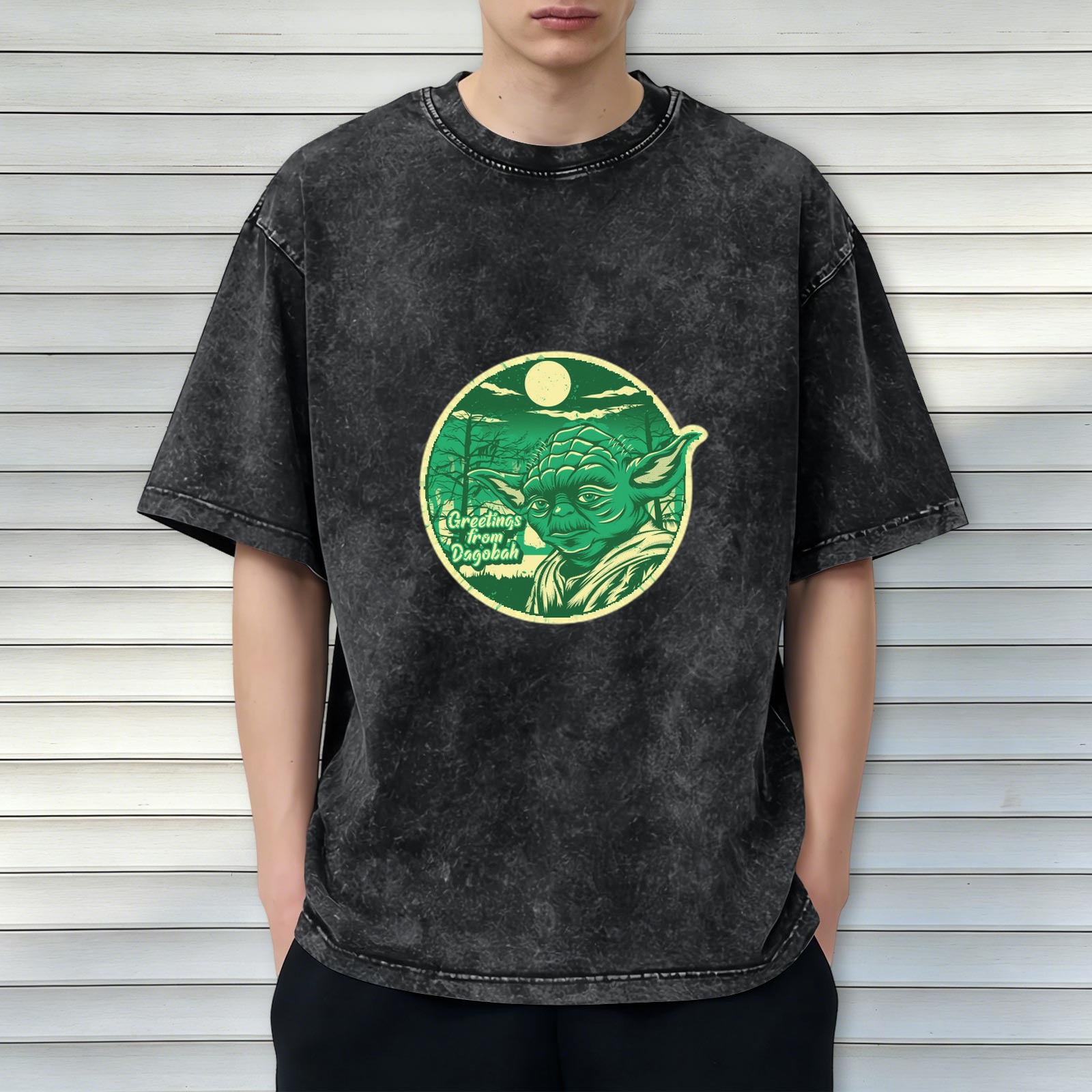 Greetings from Dagobah Yoda Graphic Stonewashed T-Shirt