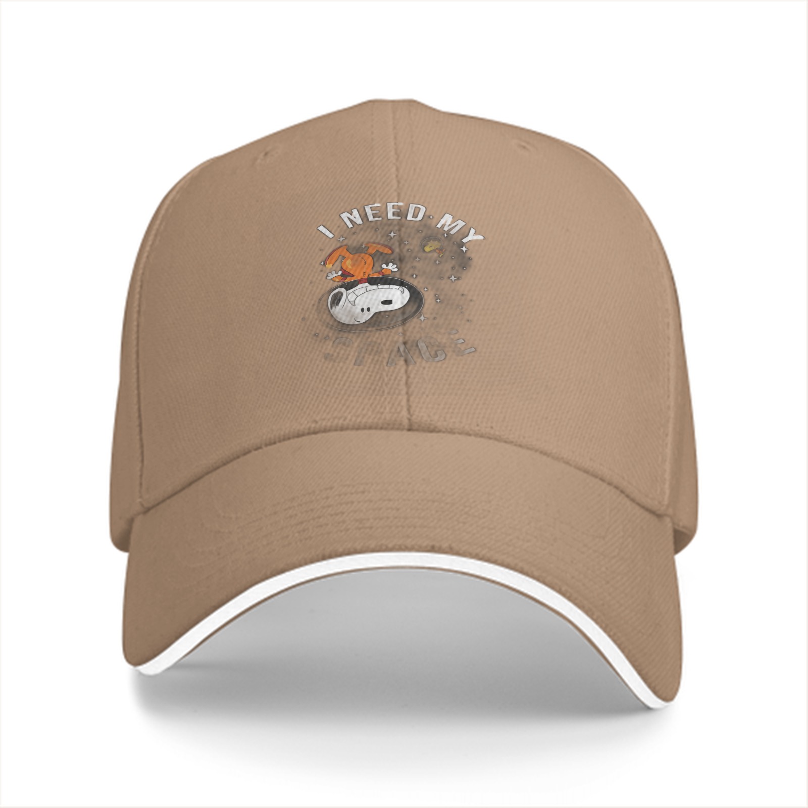 I Need My Space Snoopy Graphic Black Baseball Cap