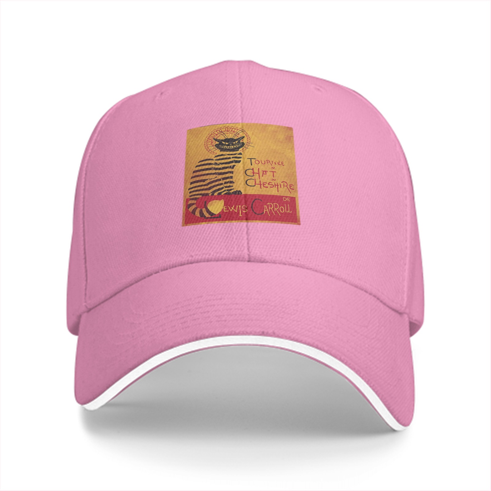 Black Baseball Cap with Cheshire Cat Lewis Carroll Print