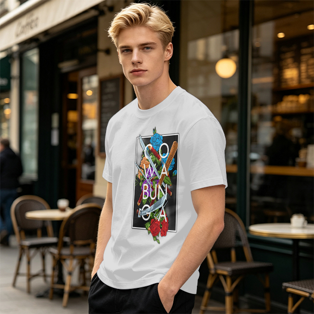 Olive Graphic T-Shirt with Cowabunga Floral Weapon Art