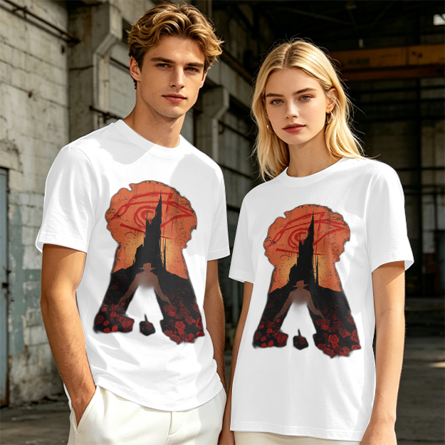 Olive T-Shirt With Dark Tower Keyhole Silhouette Art Print