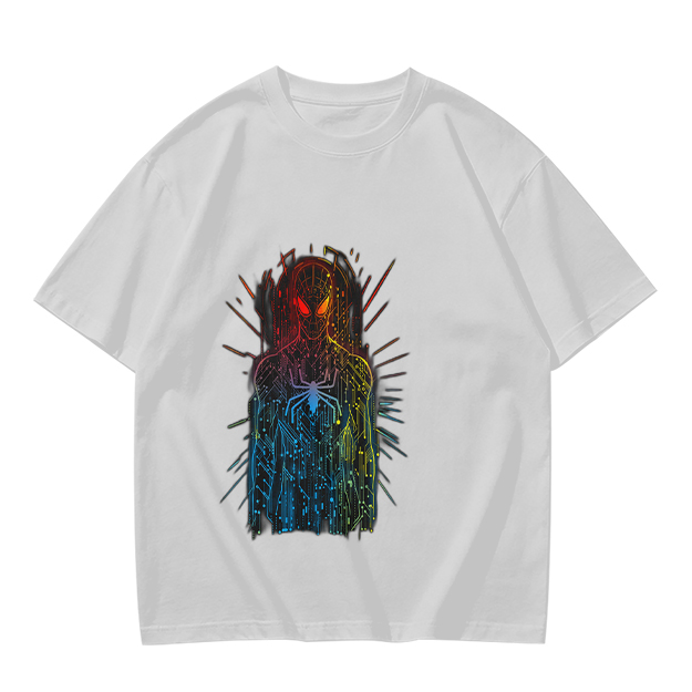 Olive T-Shirt With Abstract Gradient Spider-Man Graphic