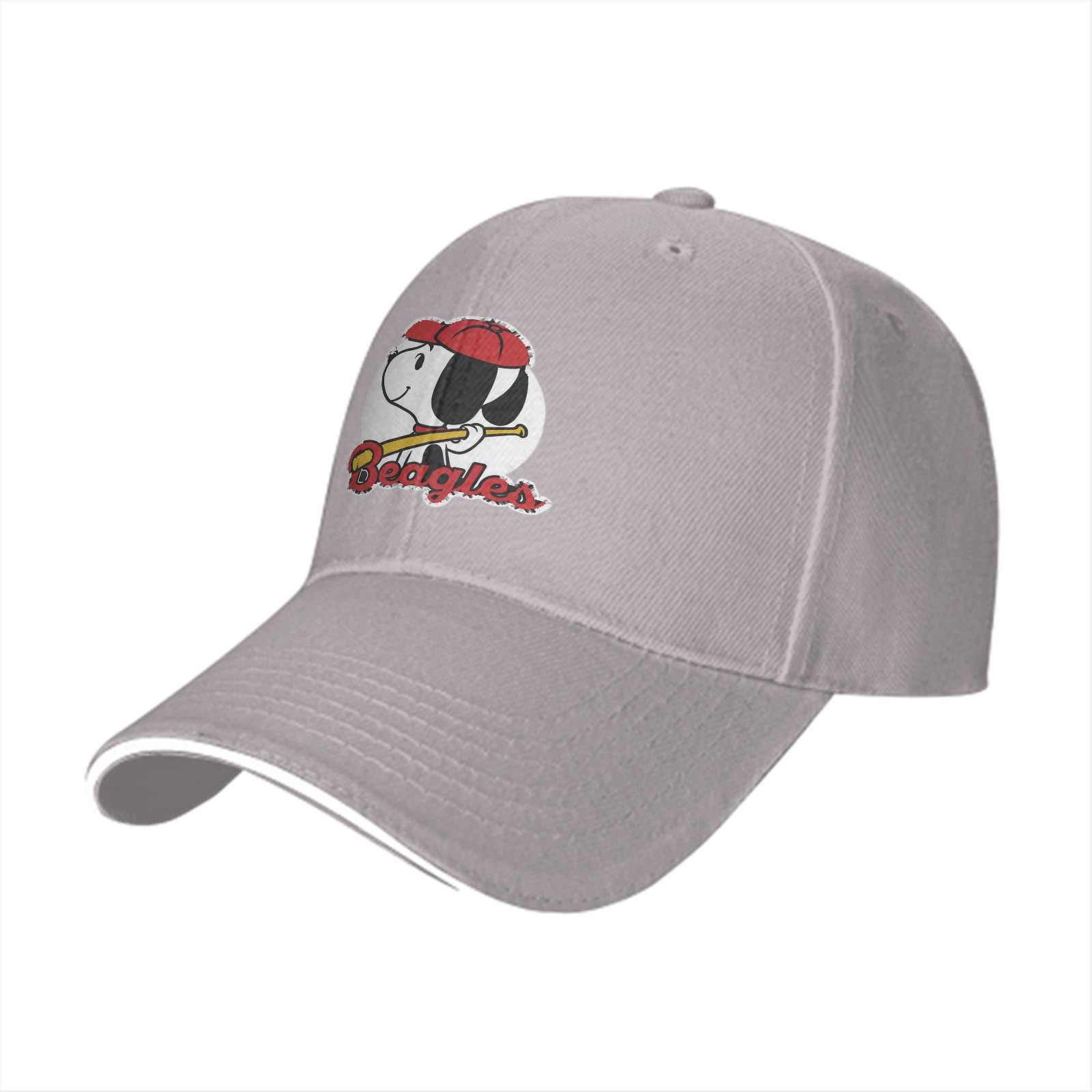 Black baseball cap with Snoopy Beagles baseball graphic