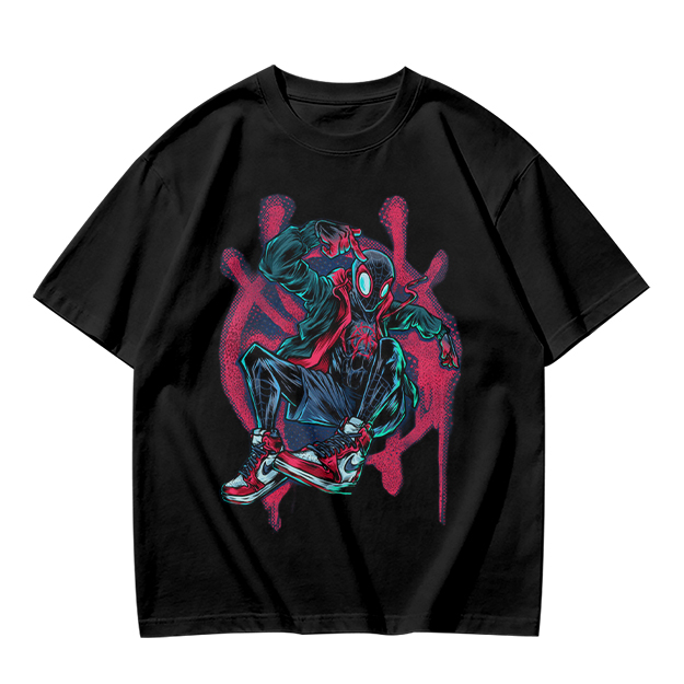 Olive T-Shirt Featuring Miles Morales Spider-Man Graffiti Art