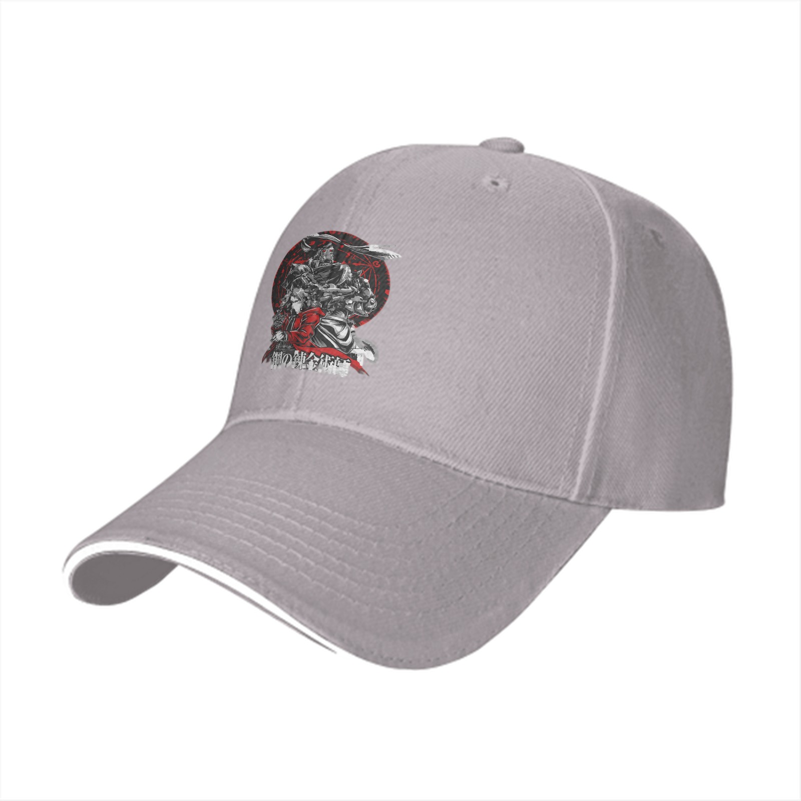 Black Baseball Cap with Fullmetal Alchemist Anime Art Print