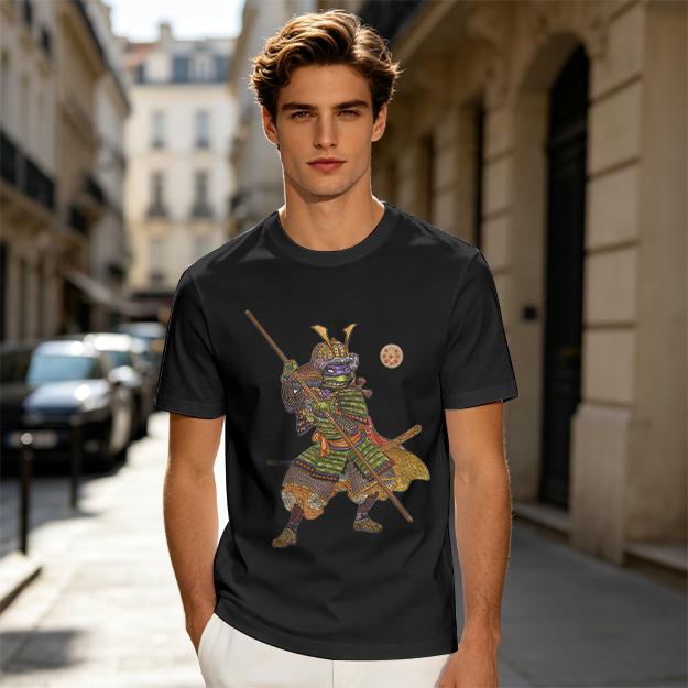 Olive T-Shirt Featuring Samurai Teenage Mutant Ninja Turtle Art