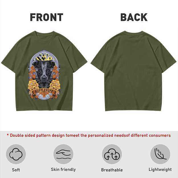 Hufflepuff Badge Graphic Olive Green T-Shirt