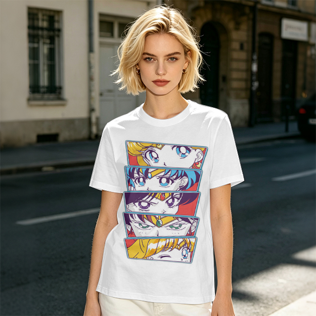 Olive Anime Sailor Moon Character Eyes Graphic T-Shirt